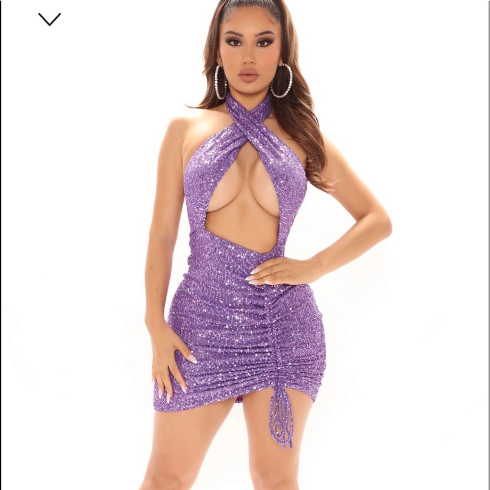 Haltered sequin mini dress